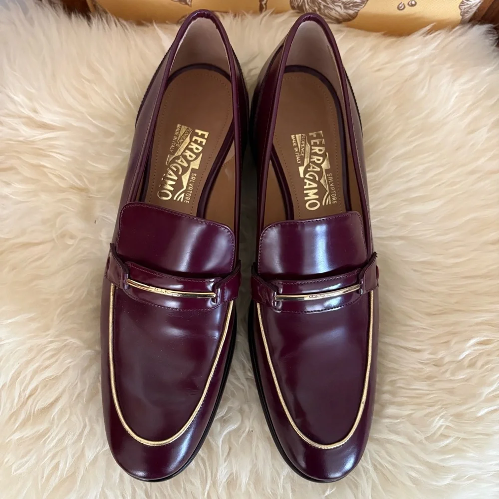 New Salvatore Ferragamo Burgundy Loafers - Picture 2 of 7
